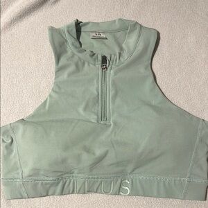 Ilus Light Green Zip-Up Sports Bra
